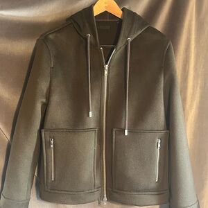 ATM Anthony Thomas Melillo Men's Dark Forest Green Zip-Up Sweater